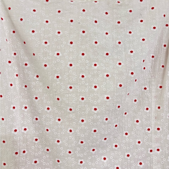 Princess Polly Nellie White Red Polka Dot Eyelet Mini Dress Slit - Picture 5 of 9